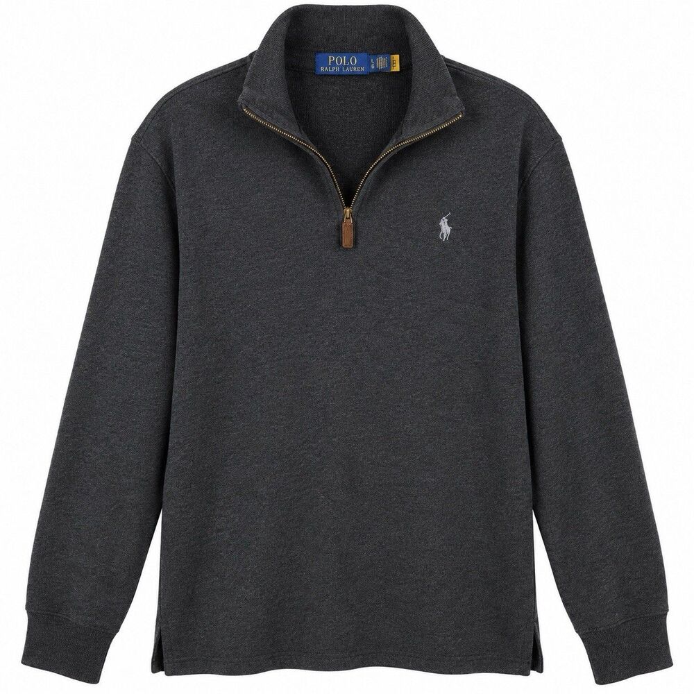 Polo Ralph Lauren Mens XL Charcoal Gray Quarter Zip Pullover Sweater Pony